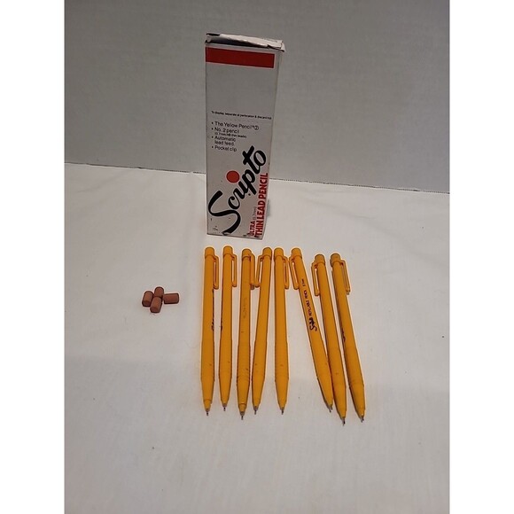 Scripto Refillable Pencil #2 Mechanical Pencils 0.7mm 8 Pencils  4 Erraser Box - Picture 1 of 16